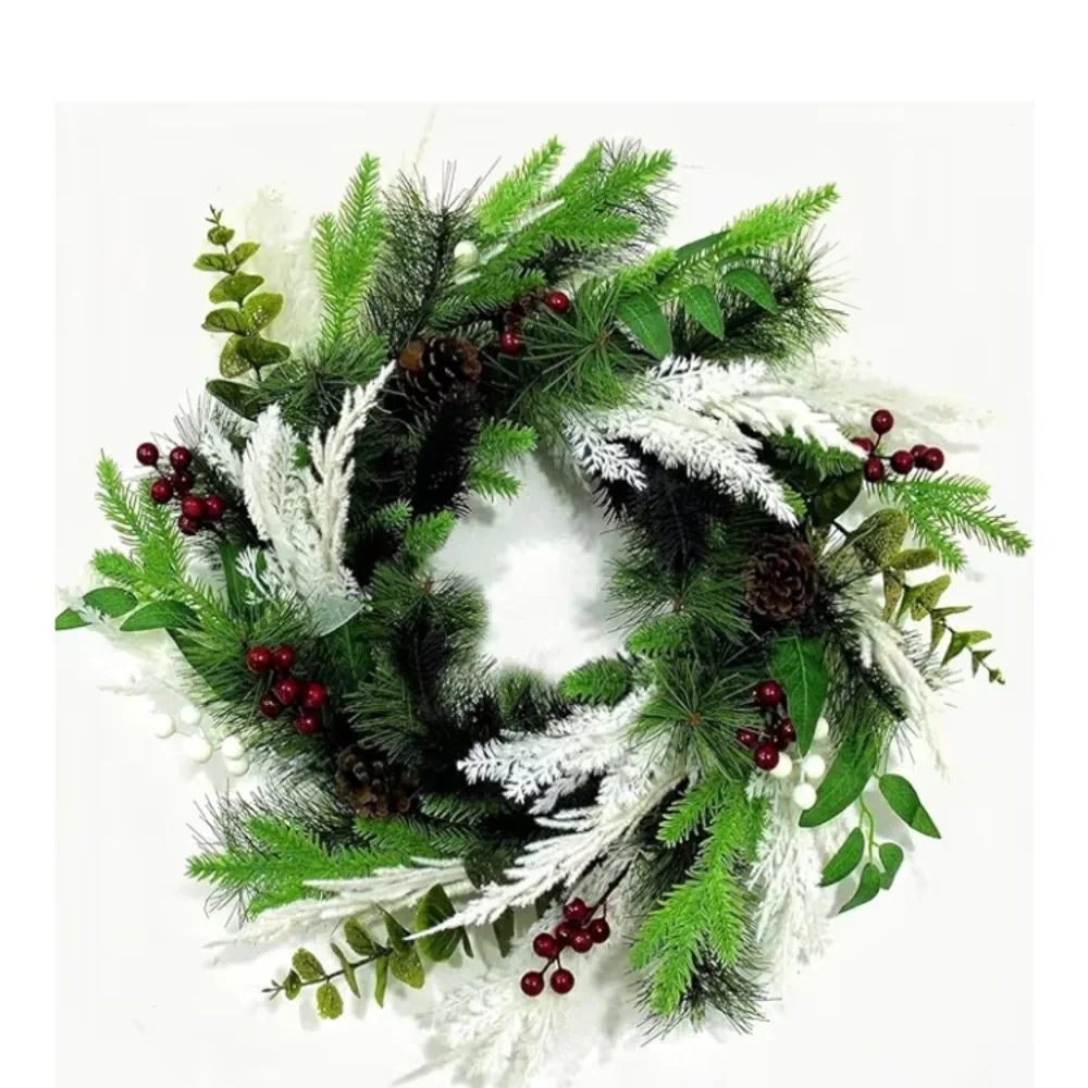 Festive Green and Red Holiday Wreath